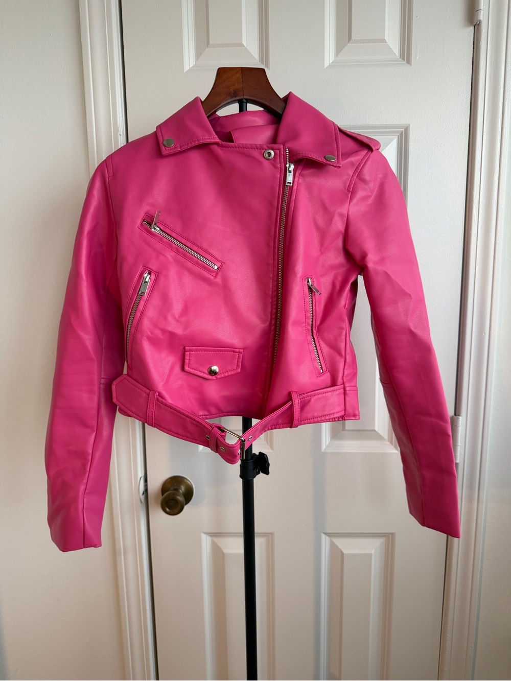 SHEIN watermelon pink moto jacket